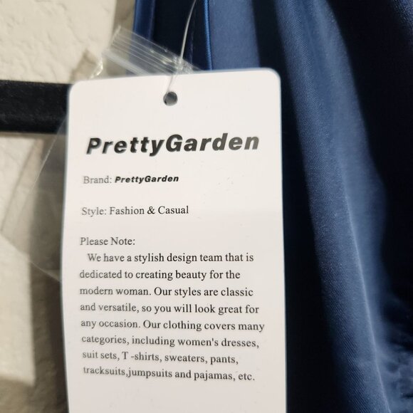 Pretty Garden Dress Medium Satin Maxi Keyhole Back Elastic Waist NWT - Picture 6 of 15